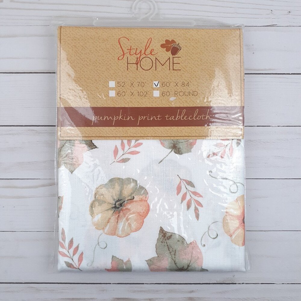 Fall Fabric Tablecloth 60x84 Pumpkins Autumn Leaf Leaves